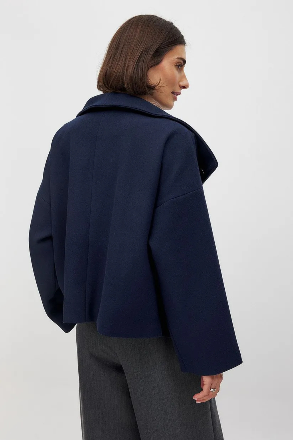 Short Double Breasted Wool Pea Coat