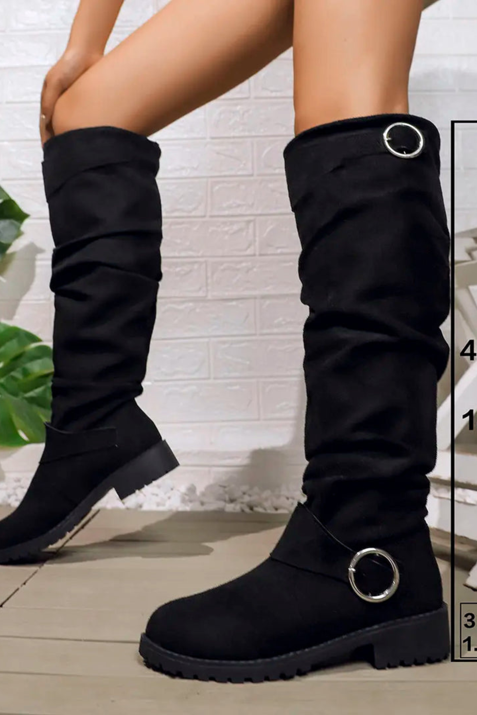Women's Slouchy Buckle Knee Boots