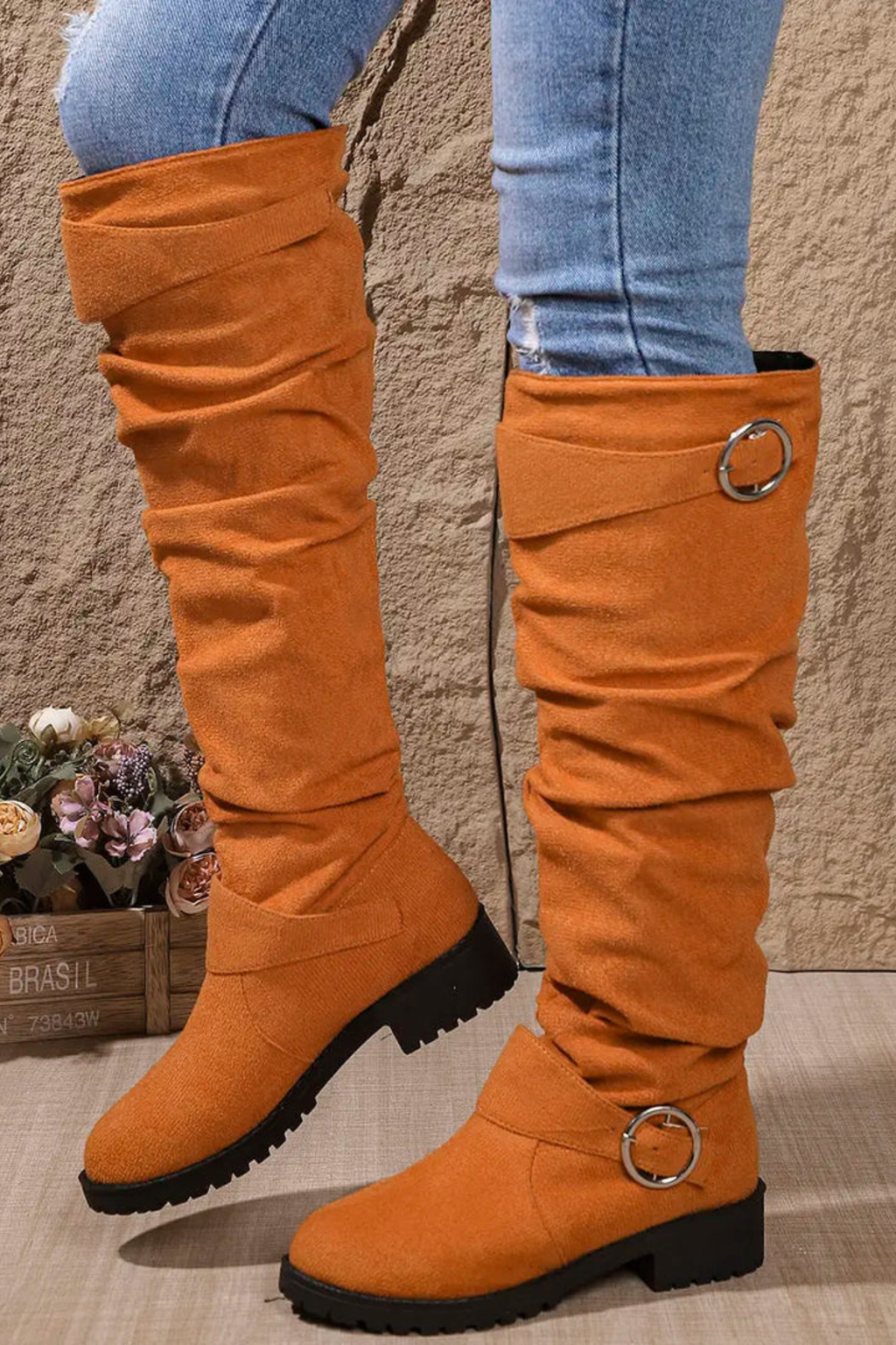 Women's Slouchy Buckle Knee Boots