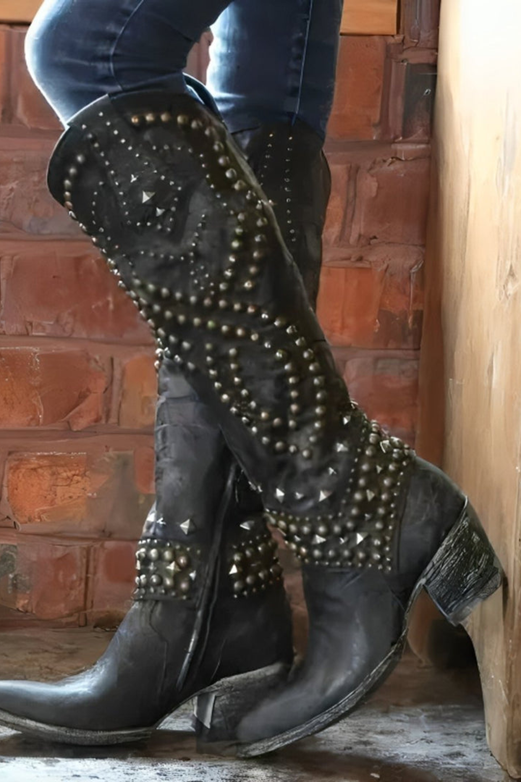Women's Studded Western Knee High Boots