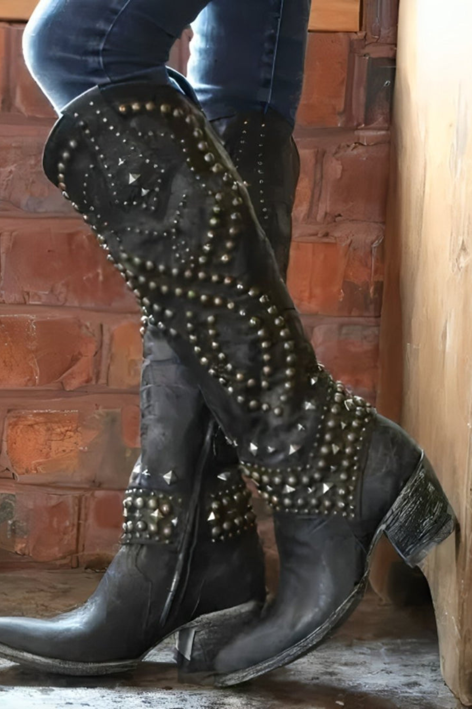 Women's Studded Western Knee High Boots