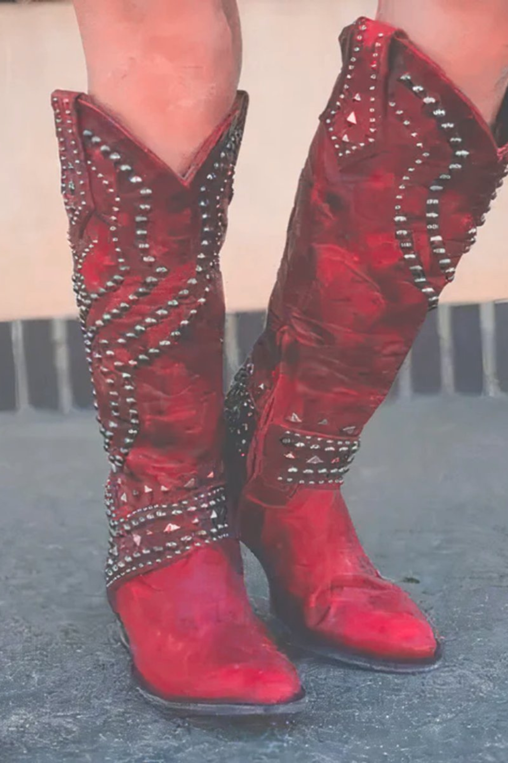 Women's Studded Western Knee High Boots
