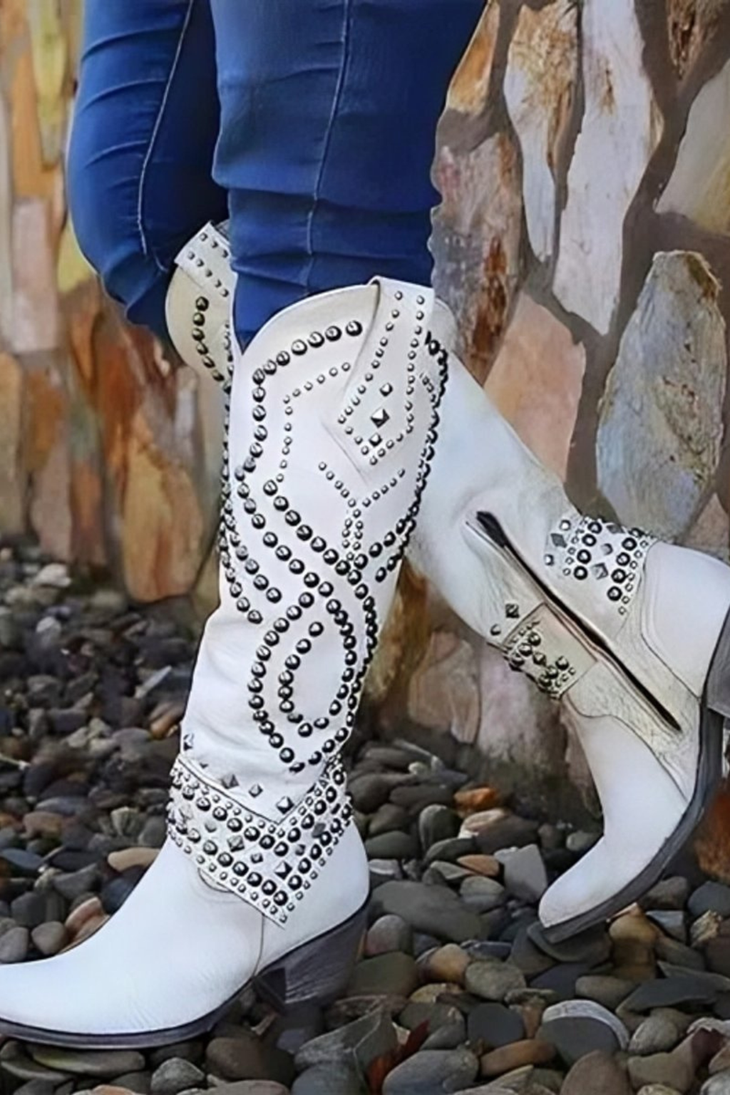 Women's Studded Western Knee High Boots