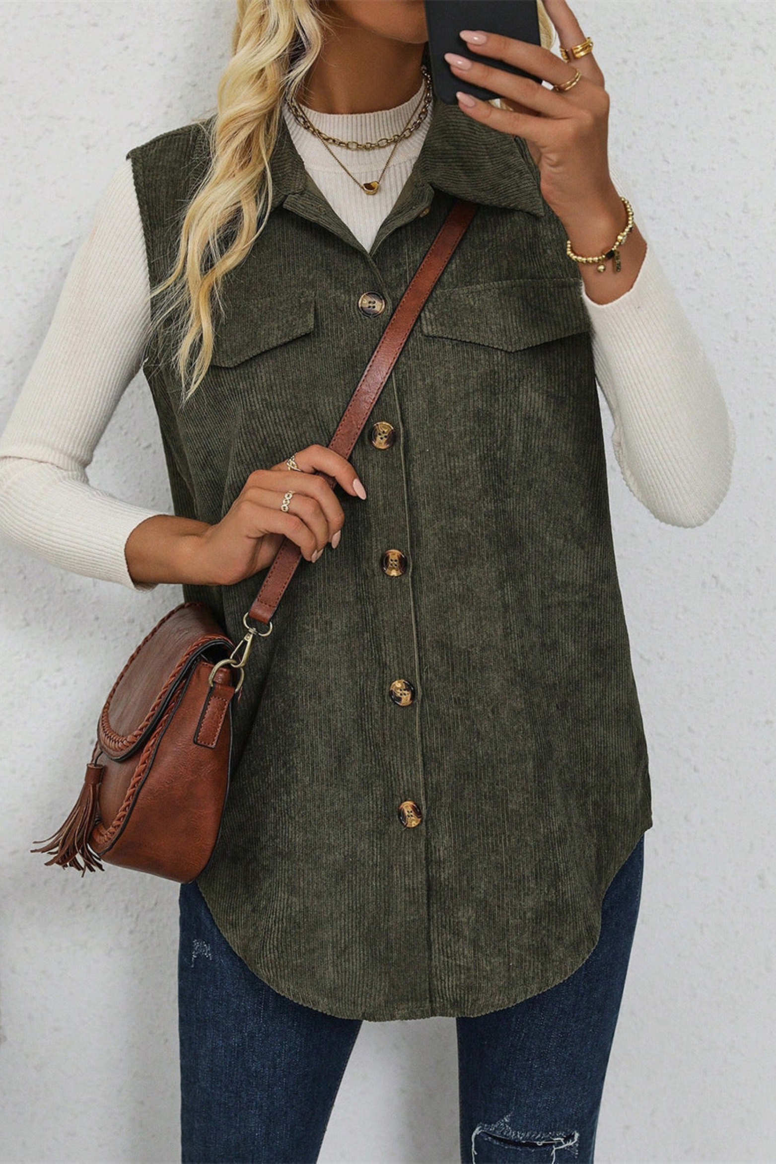 Women's Textured Ribbed Utility Vest
