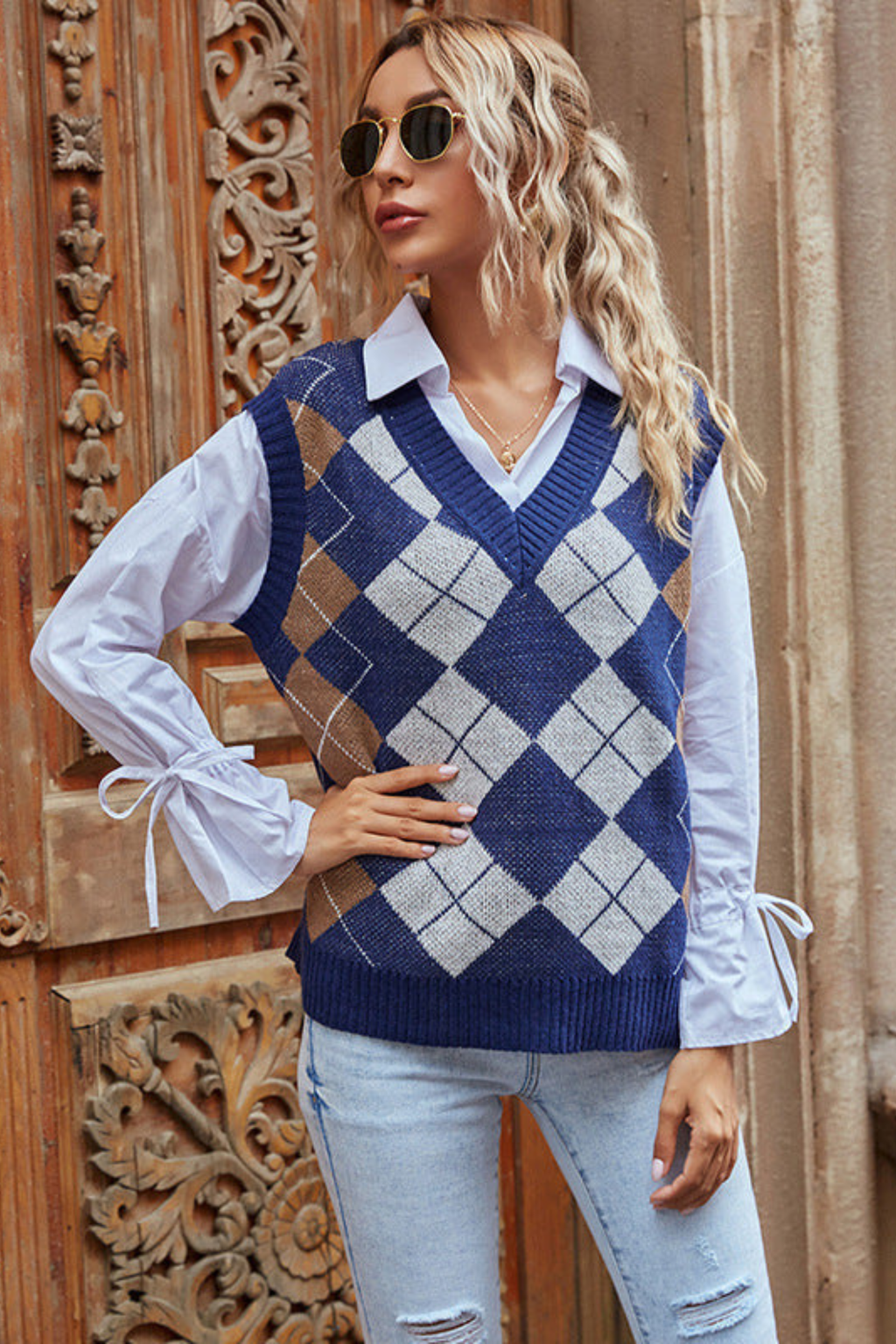Women's Timeless Checkered Knit Vest