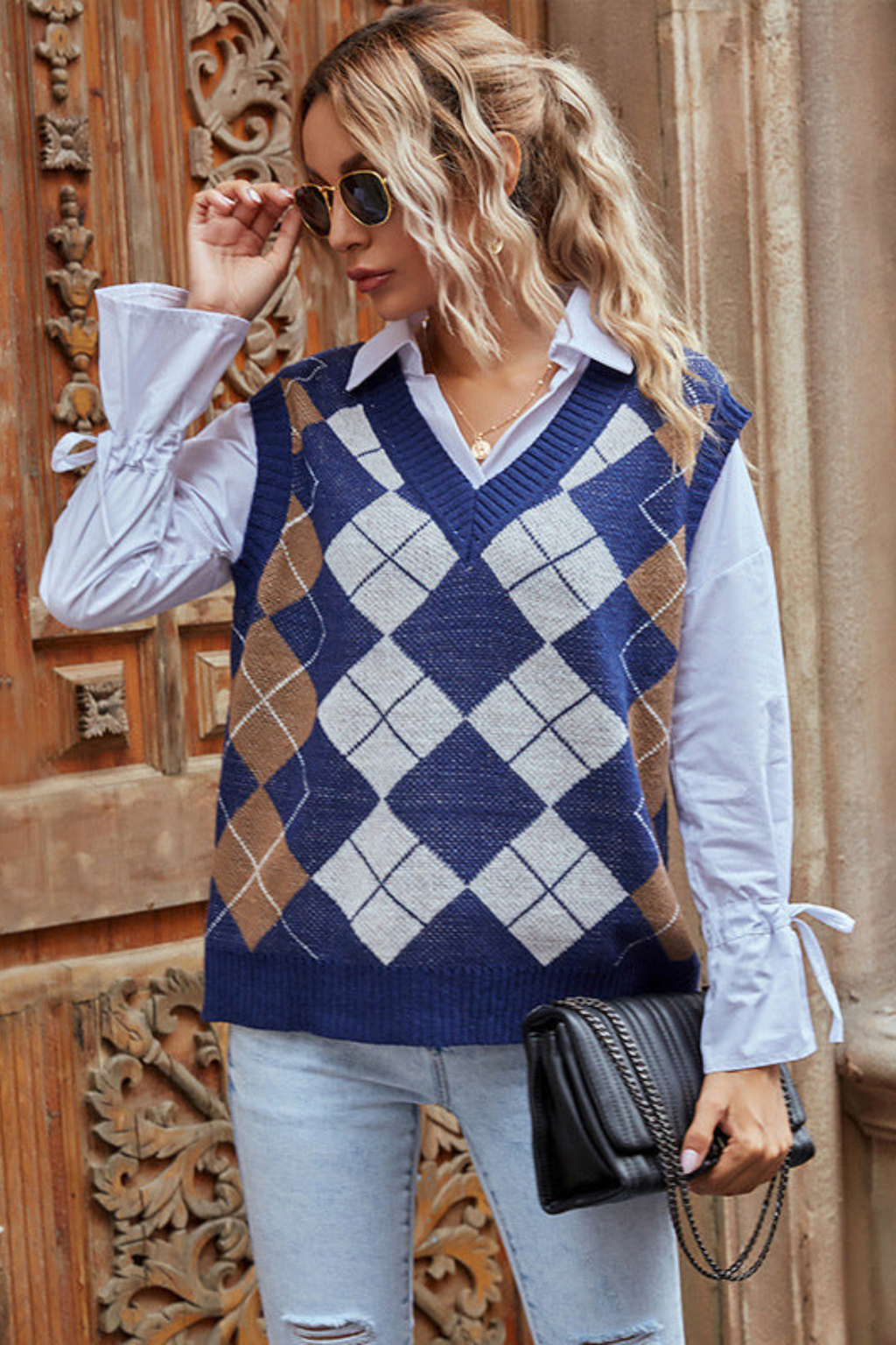 Women's Timeless Checkered Knit Vest