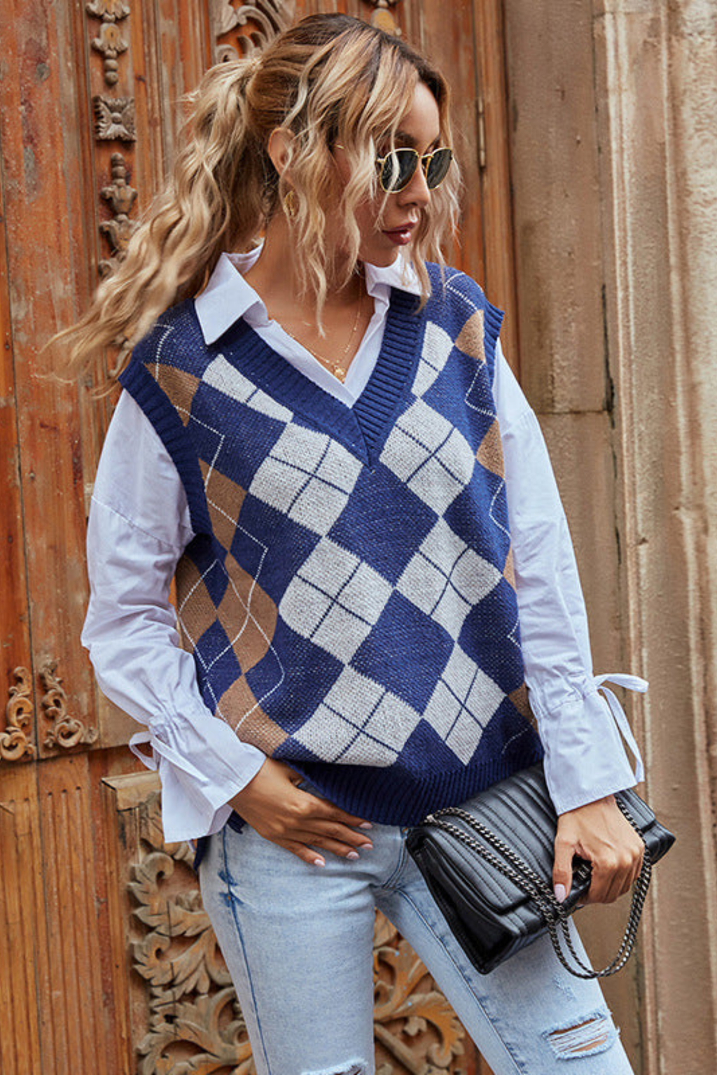 Women's Timeless Checkered Knit Vest