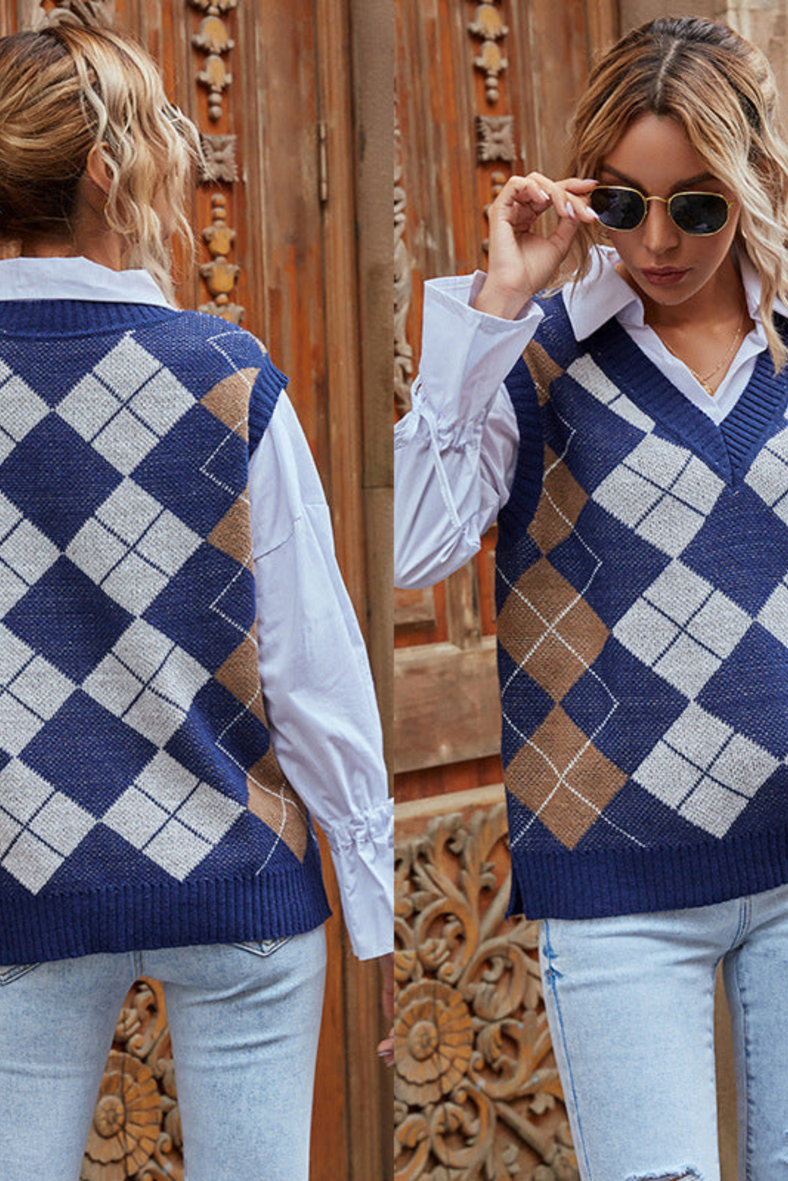Women's Timeless Checkered Knit Vest
