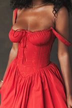 Lace Corset Mini Puff Dress