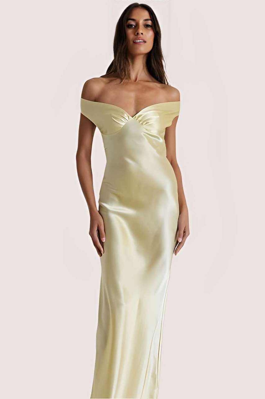 Charlotte Yellow Off-Shoulder Maxi Dress