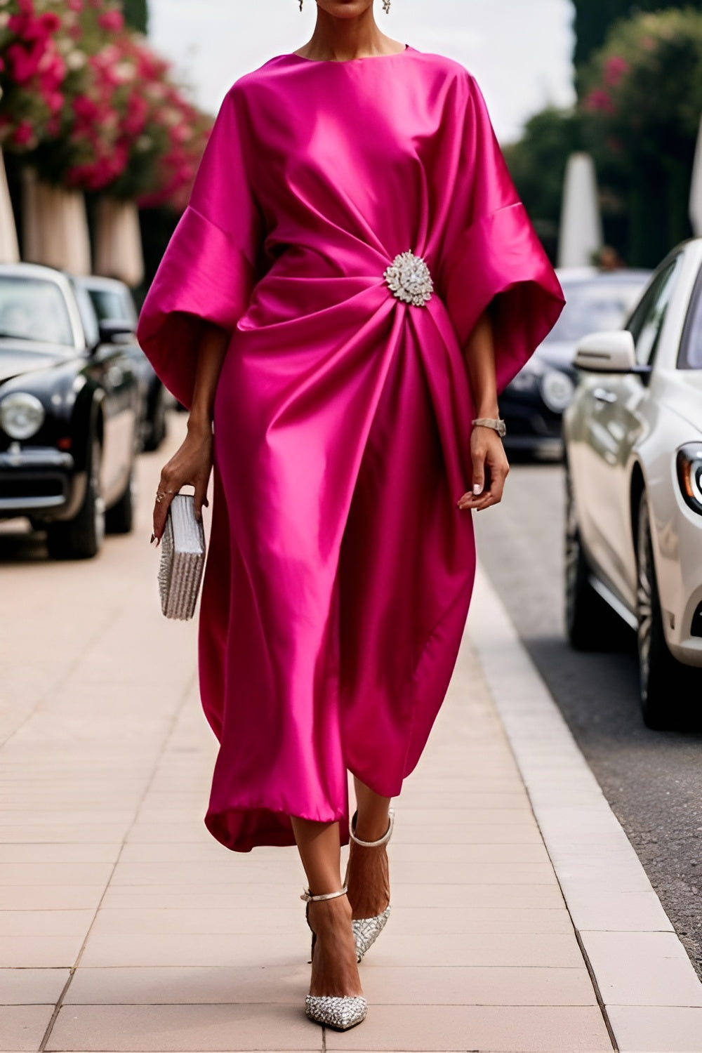 Luxe Shimmer Satin Long Dress
