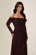 Lace Splicing Chiffon Off-Shoulder Maxi Dress