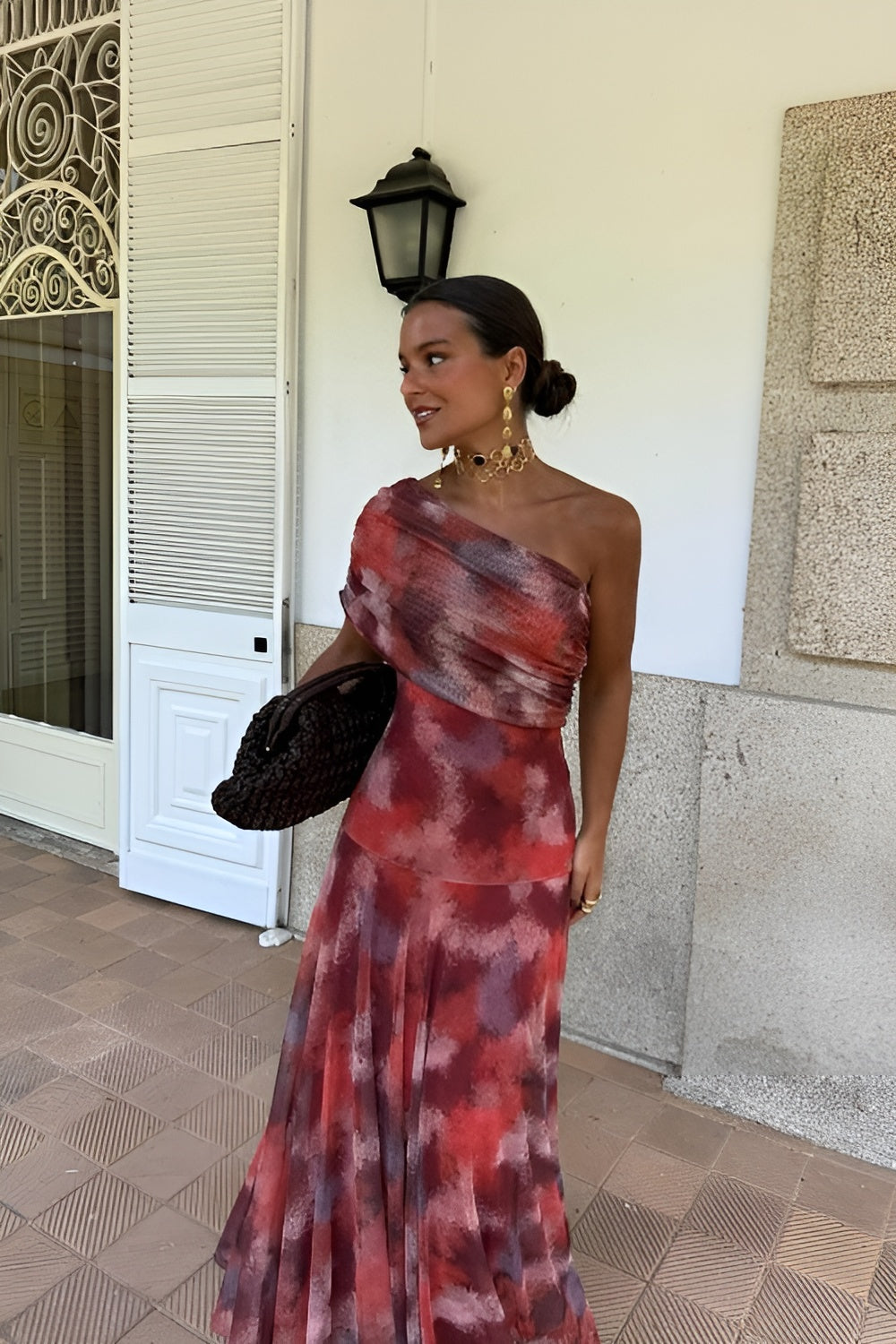 One-Shoulder Tie Dye Maxi Dress