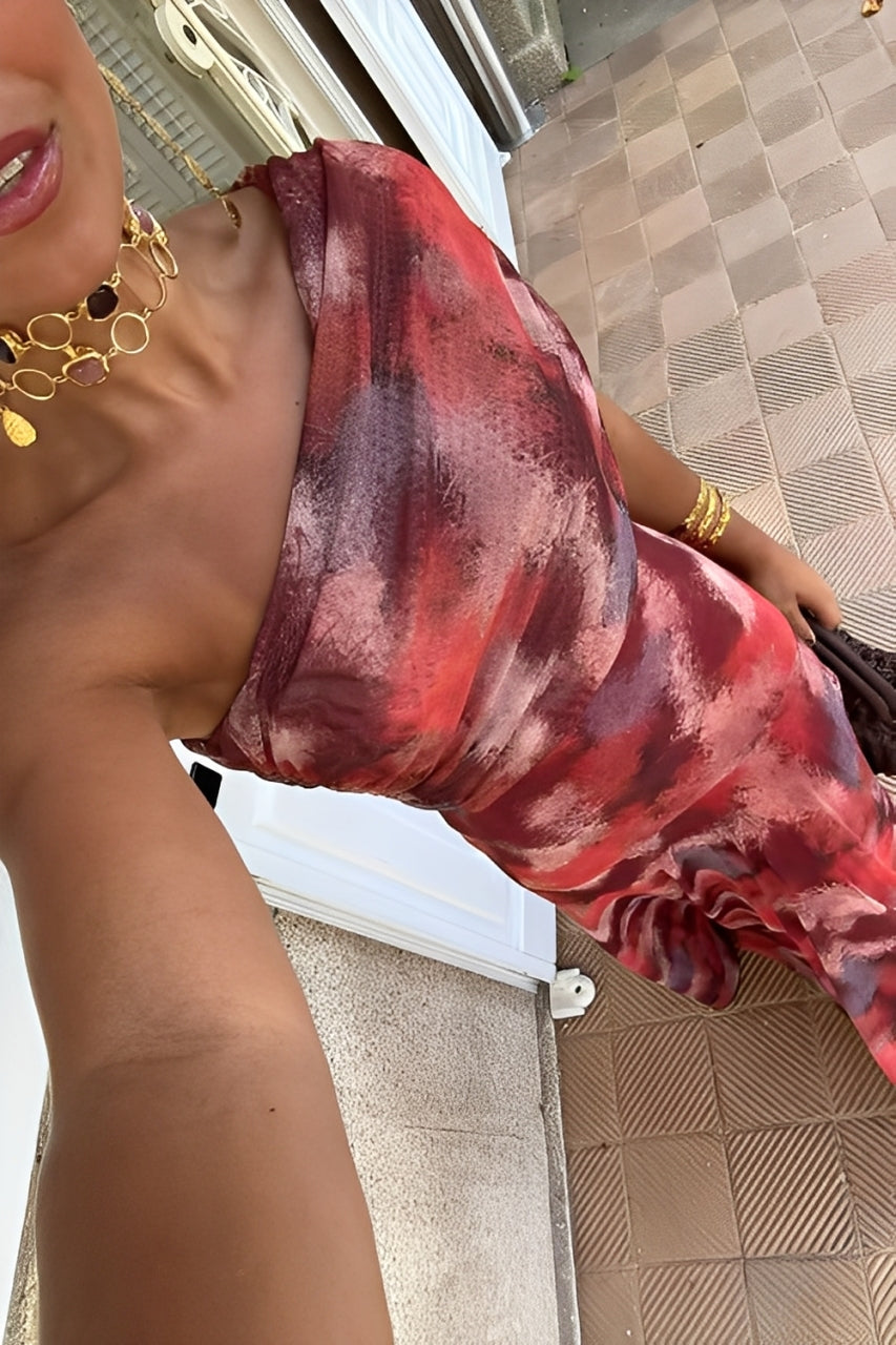 One-Shoulder Tie Dye Maxi Dress