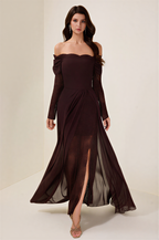 Lace Splicing Chiffon Off-Shoulder Maxi Dress