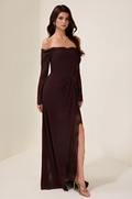 Lace Splicing Chiffon Off-Shoulder Maxi Dress