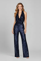 Midnight Radiance Sequin Halter Jumpsuit