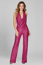 Midnight Radiance Sequin Halter Jumpsuit